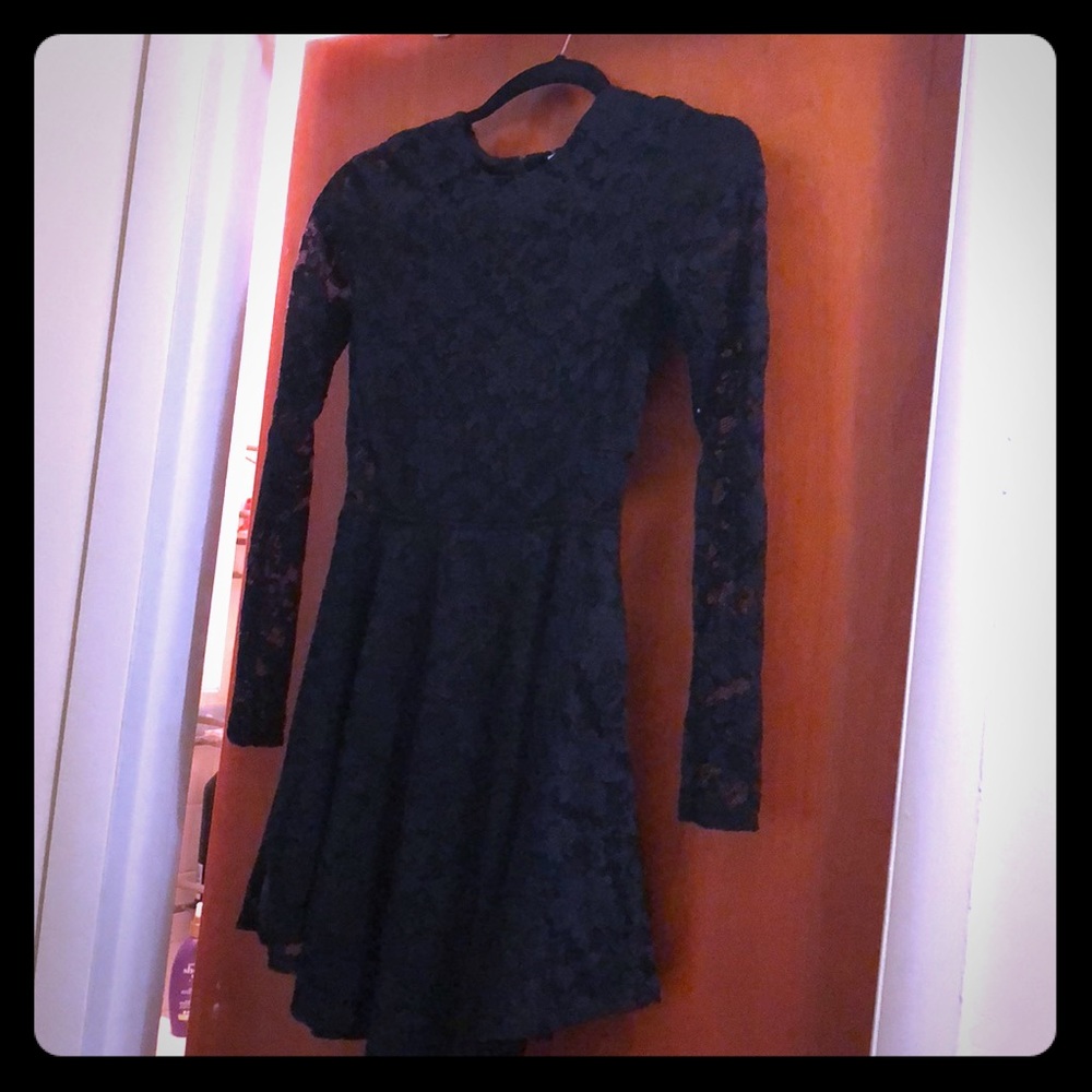 Black lace long sleeve dress